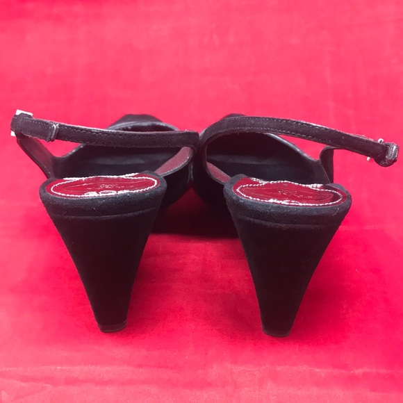 Prada Suede Slingback Peep Toe Wedge Heels - Picture 7 of 8